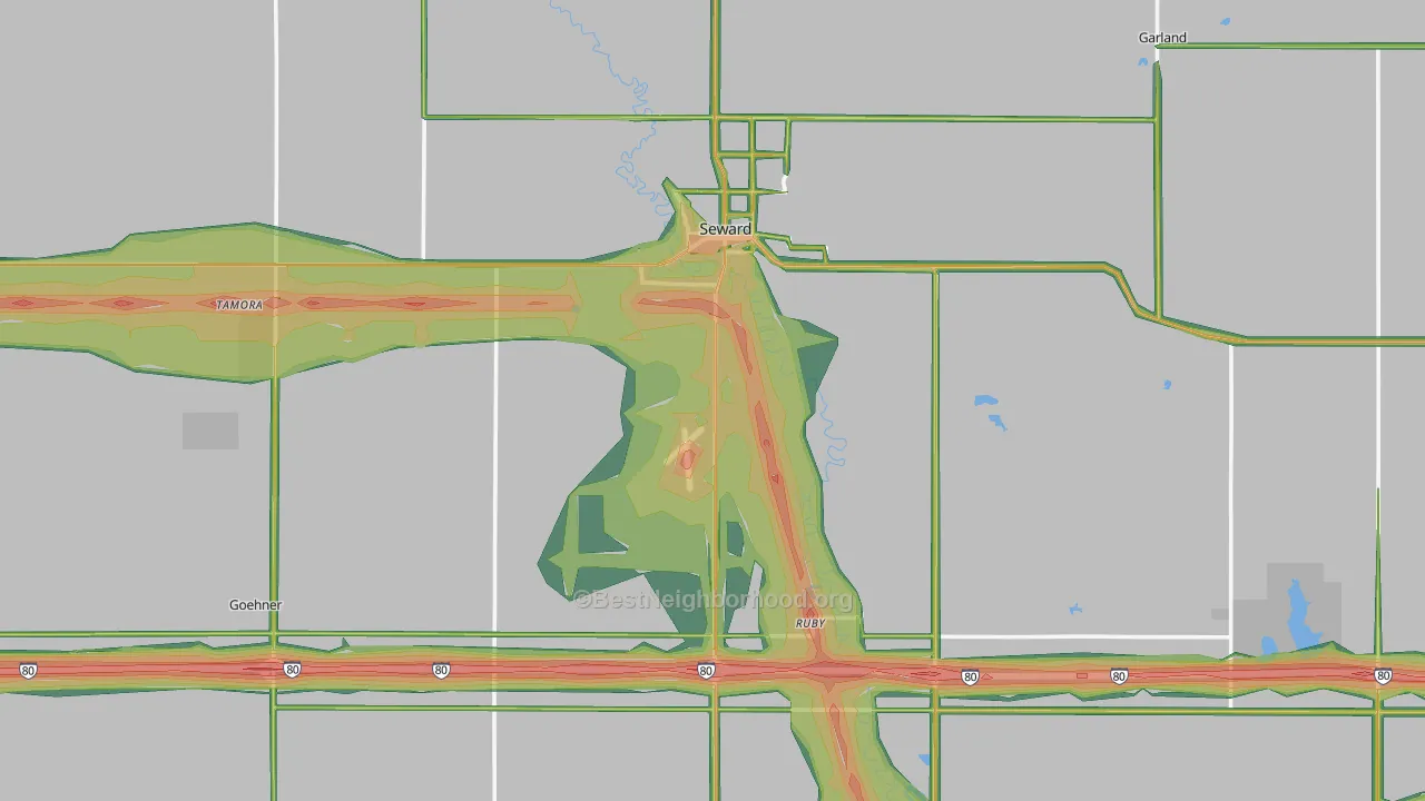 Seward County, NE Map of Noise Levels in Seward County