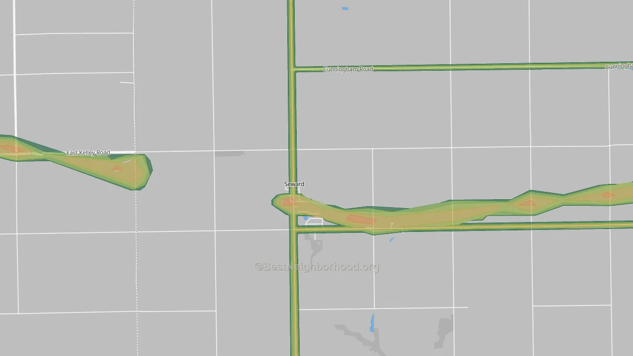 Seward, IL Map of Noise Levels in Seward
