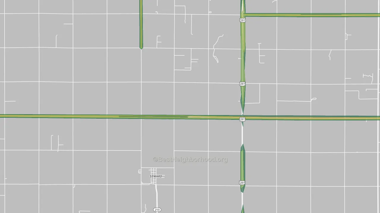 Seward, KS Map of Noise Levels in Seward