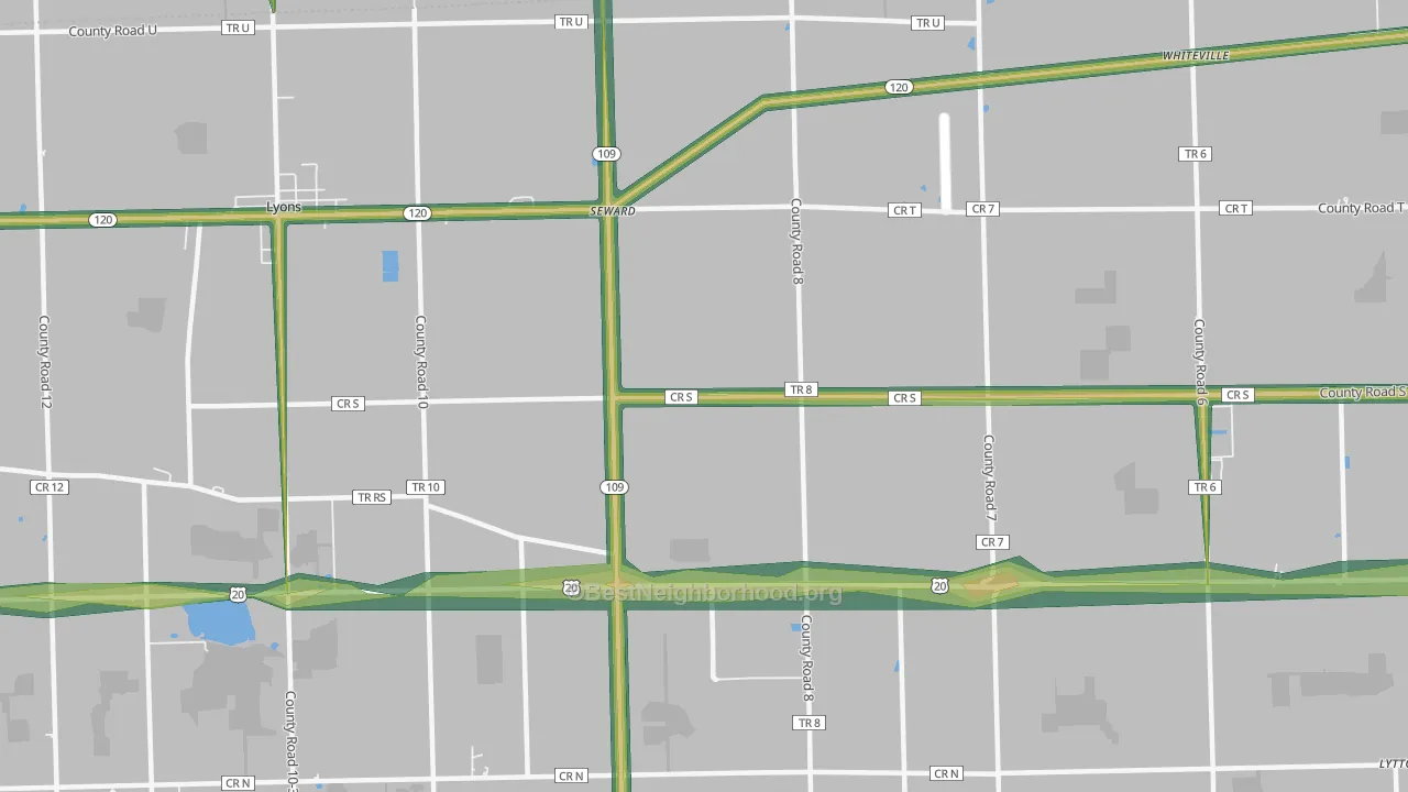 Seward, OH Map of Noise Levels in Seward