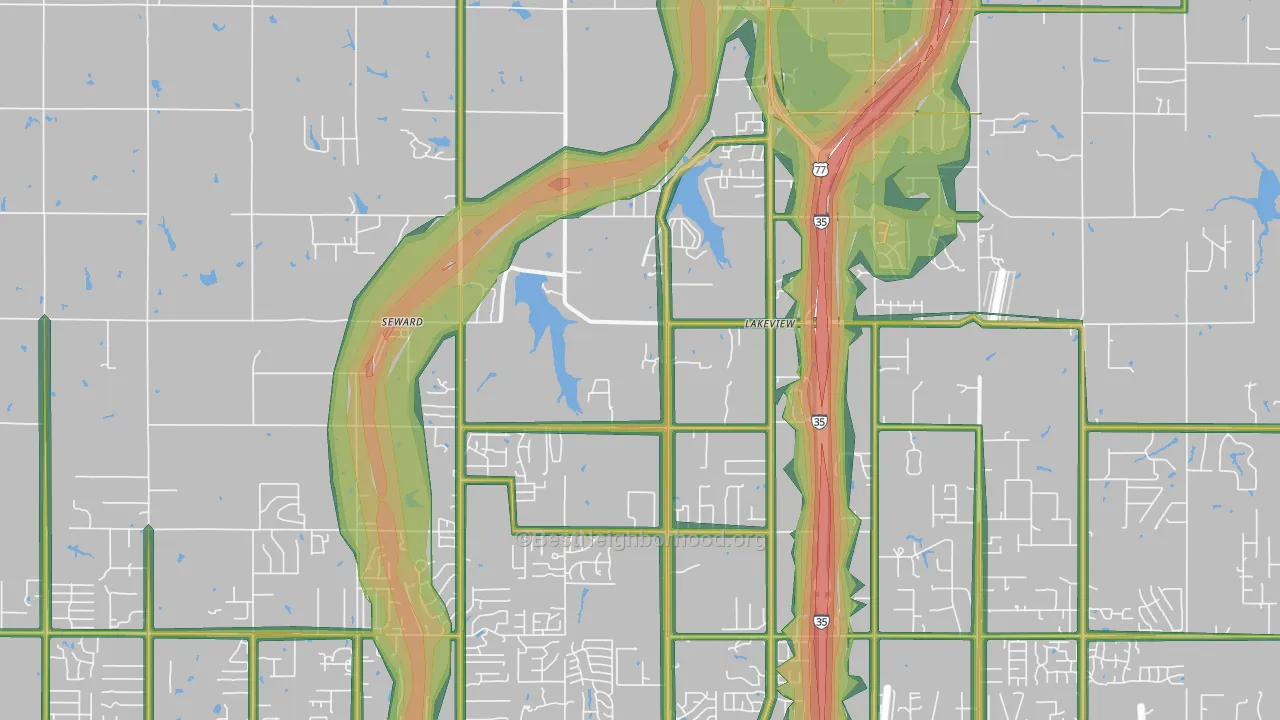 Seward, OK Map of Noise Levels in Seward