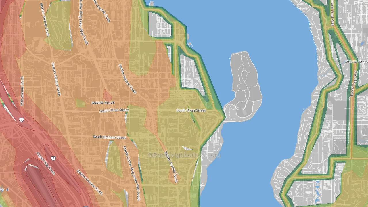 Seward Park, Seattle, WA Map of Noise Levels in Seward Park
