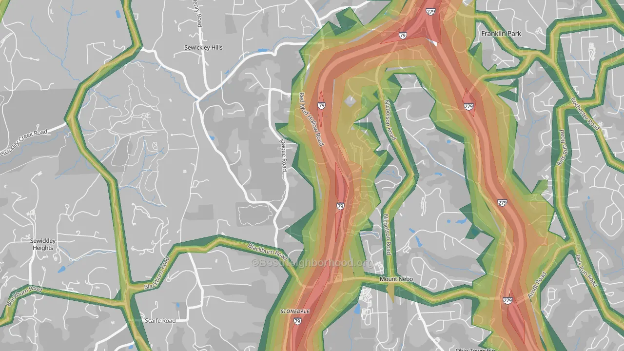 Sewickley Hills, PA Map of Noise Levels in Sewickley Hills