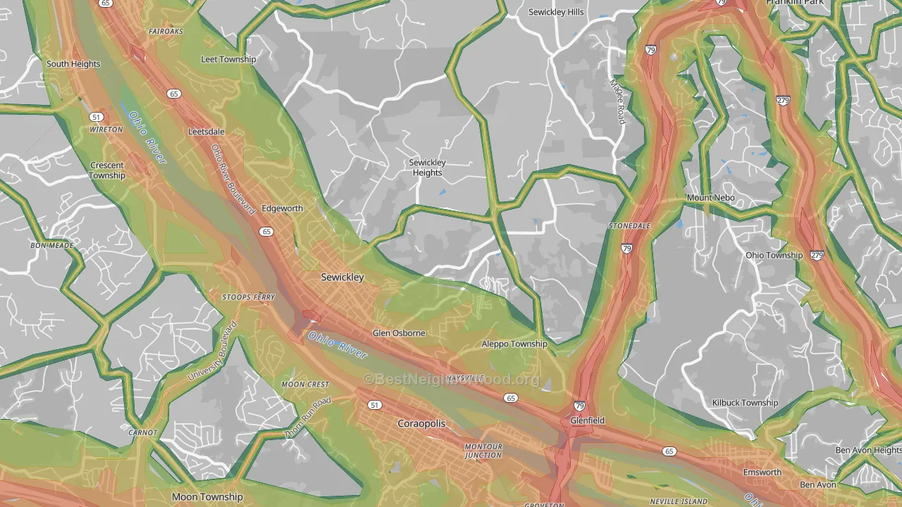 Sewickley, PA Map of Noise Levels in Sewickley