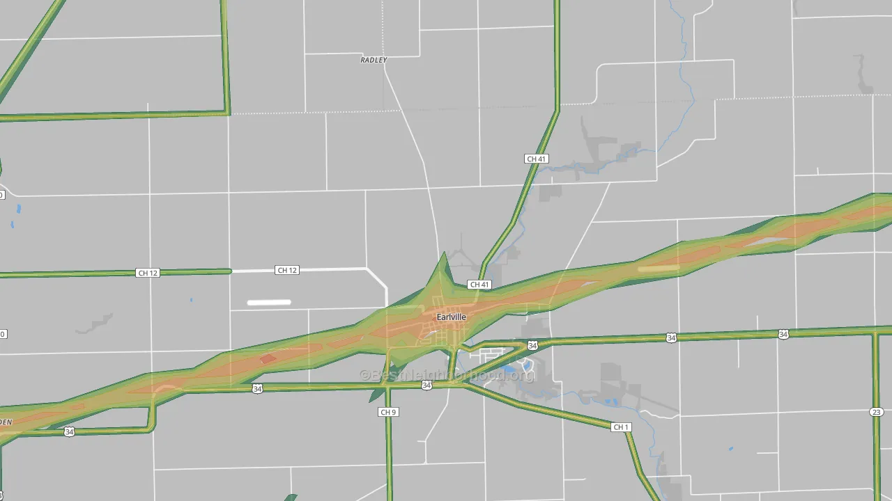 Shabbona Grove, IL Map of Noise Levels in Shabbona Grove