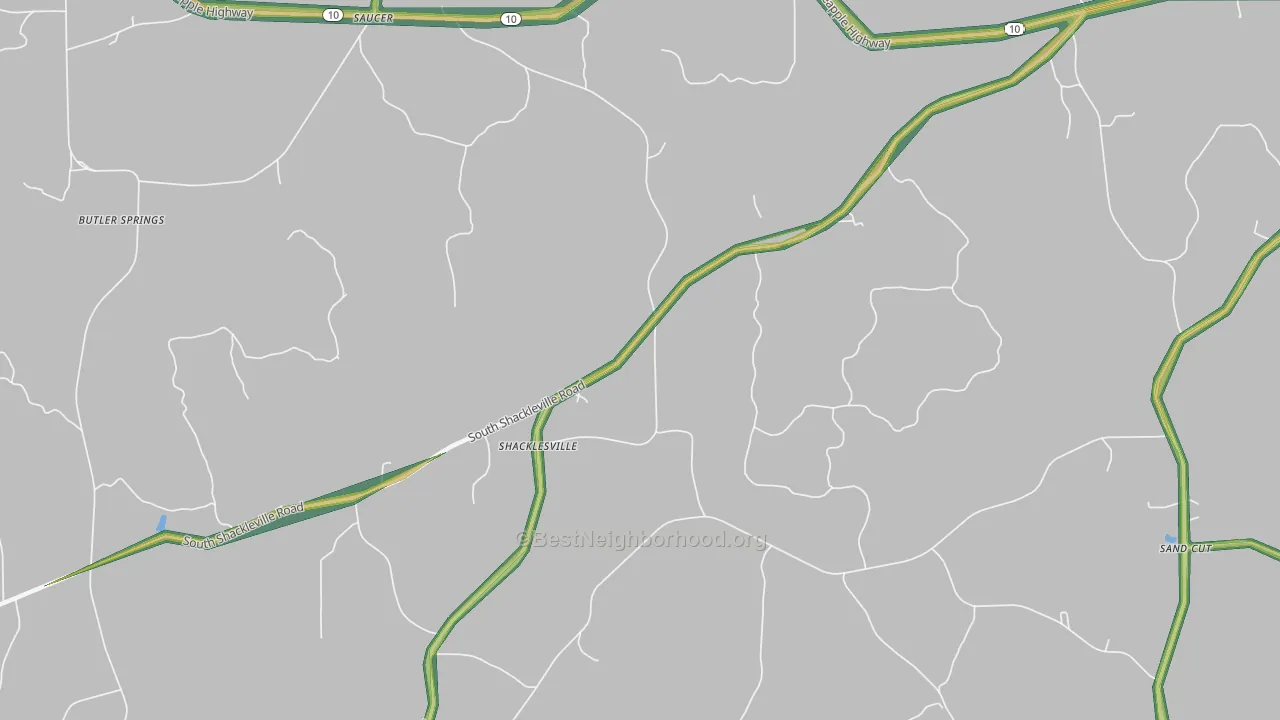 Shacklesville, AL Map of Noise Levels in Shacklesville