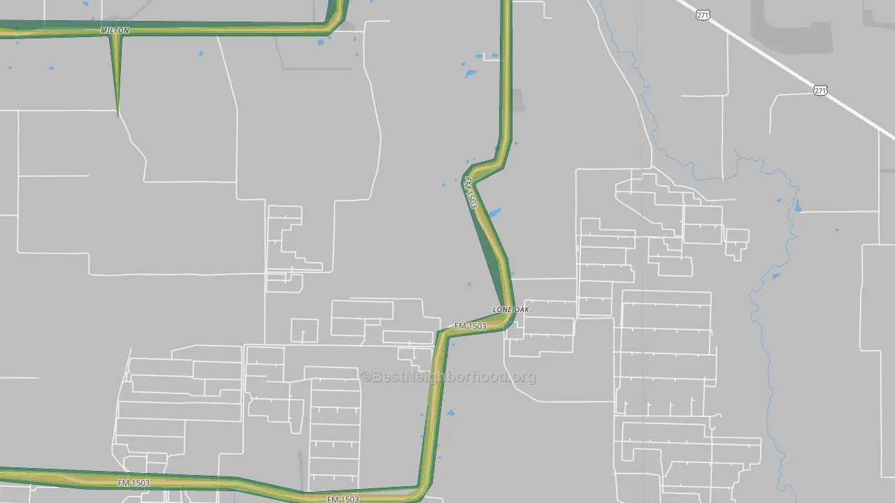 Shadowland, TX Map of Noise Levels in Shadowland