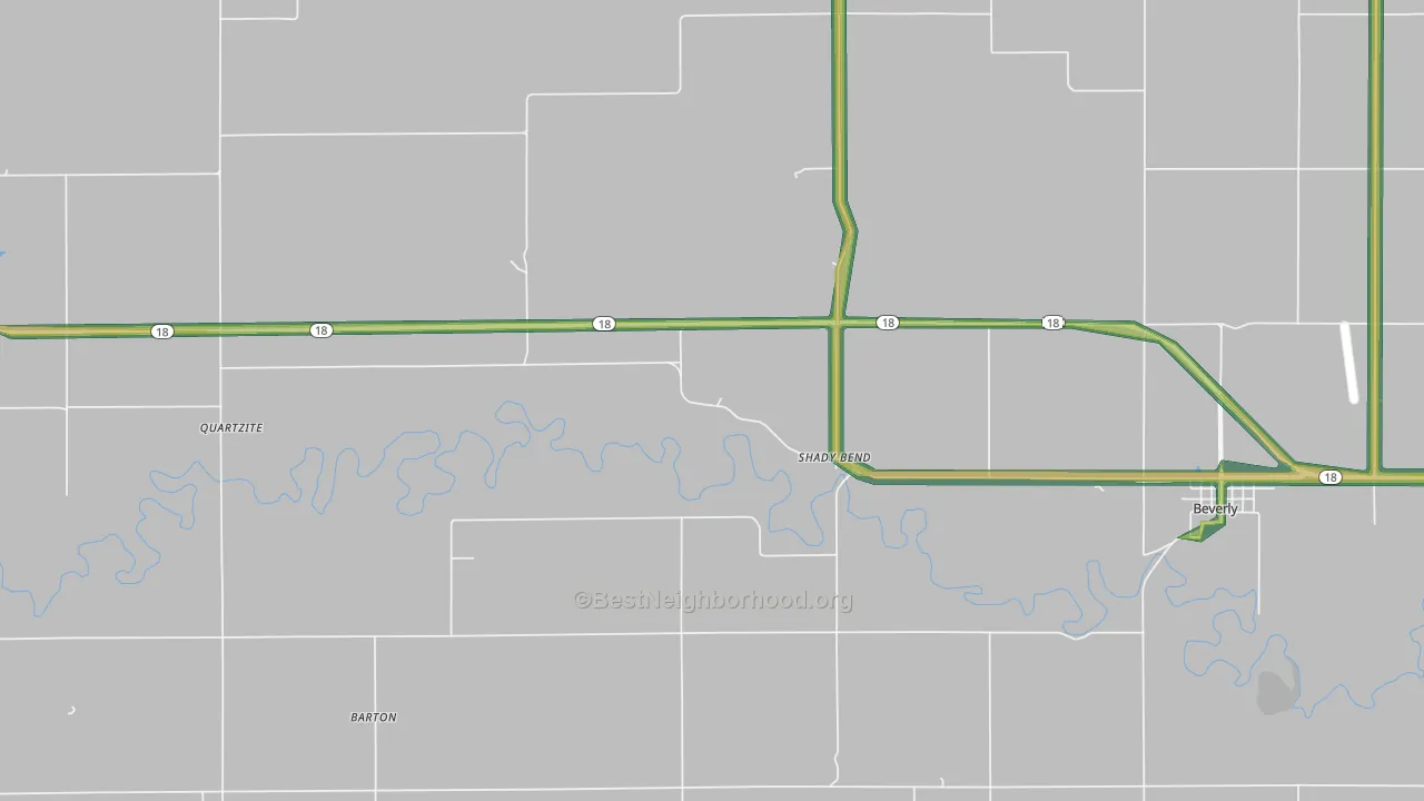 Shady Bend, KS Map of Noise Levels in Shady Bend