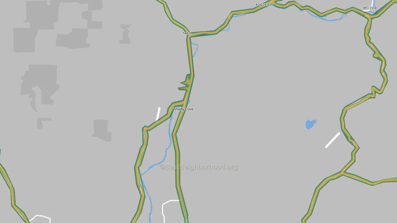 Shady Cove, OR Map of Noise Levels in Shady Cove