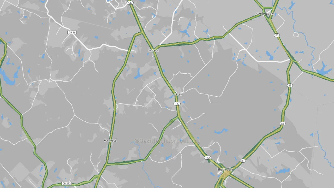 Shady Dale, GA Map of Noise Levels in Shady Dale