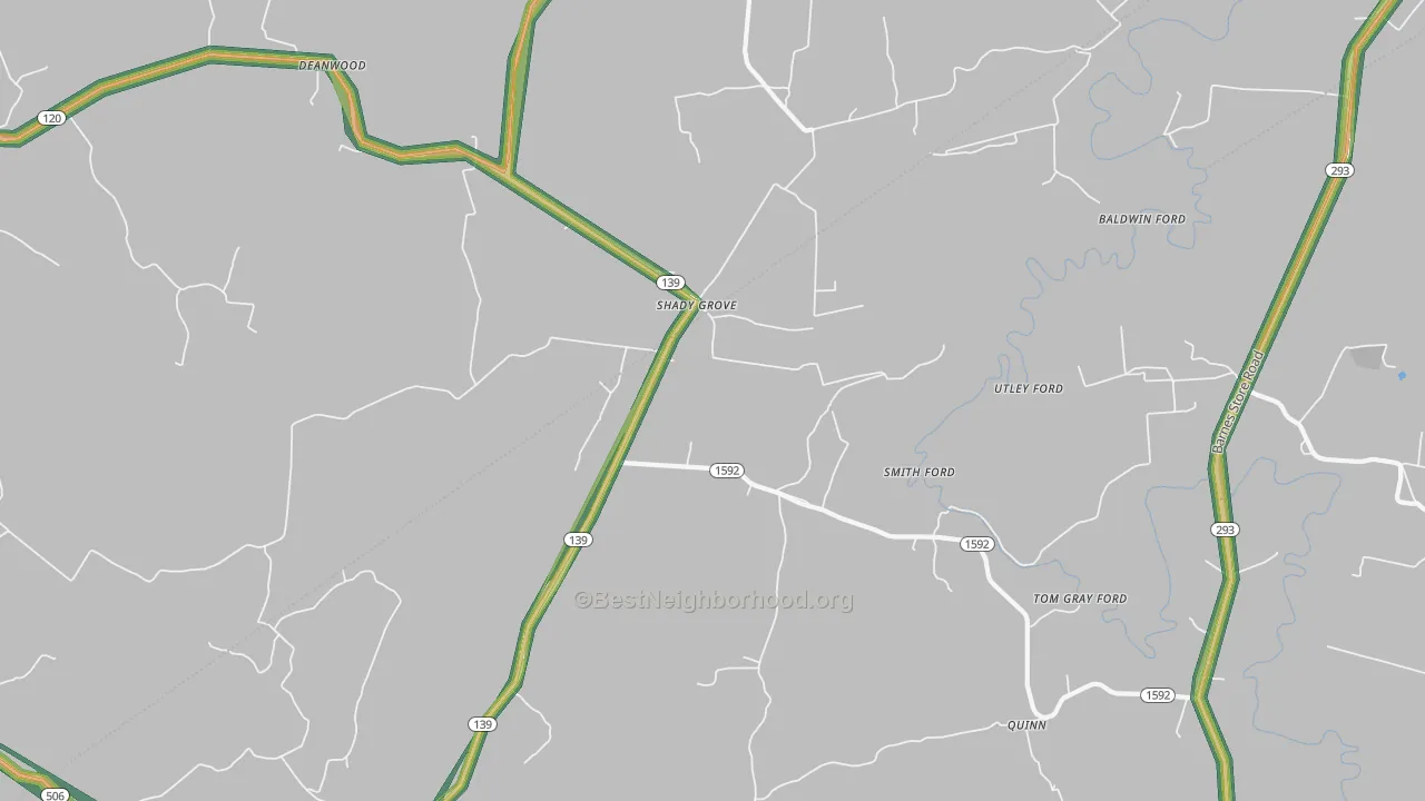 Shady Grove, KY Map of Noise Levels in Shady Grove