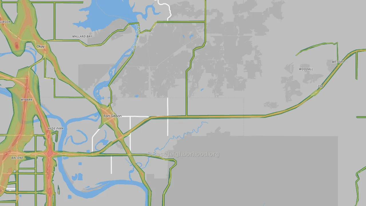 Shady Grove, OK Map of Noise Levels in Shady Grove