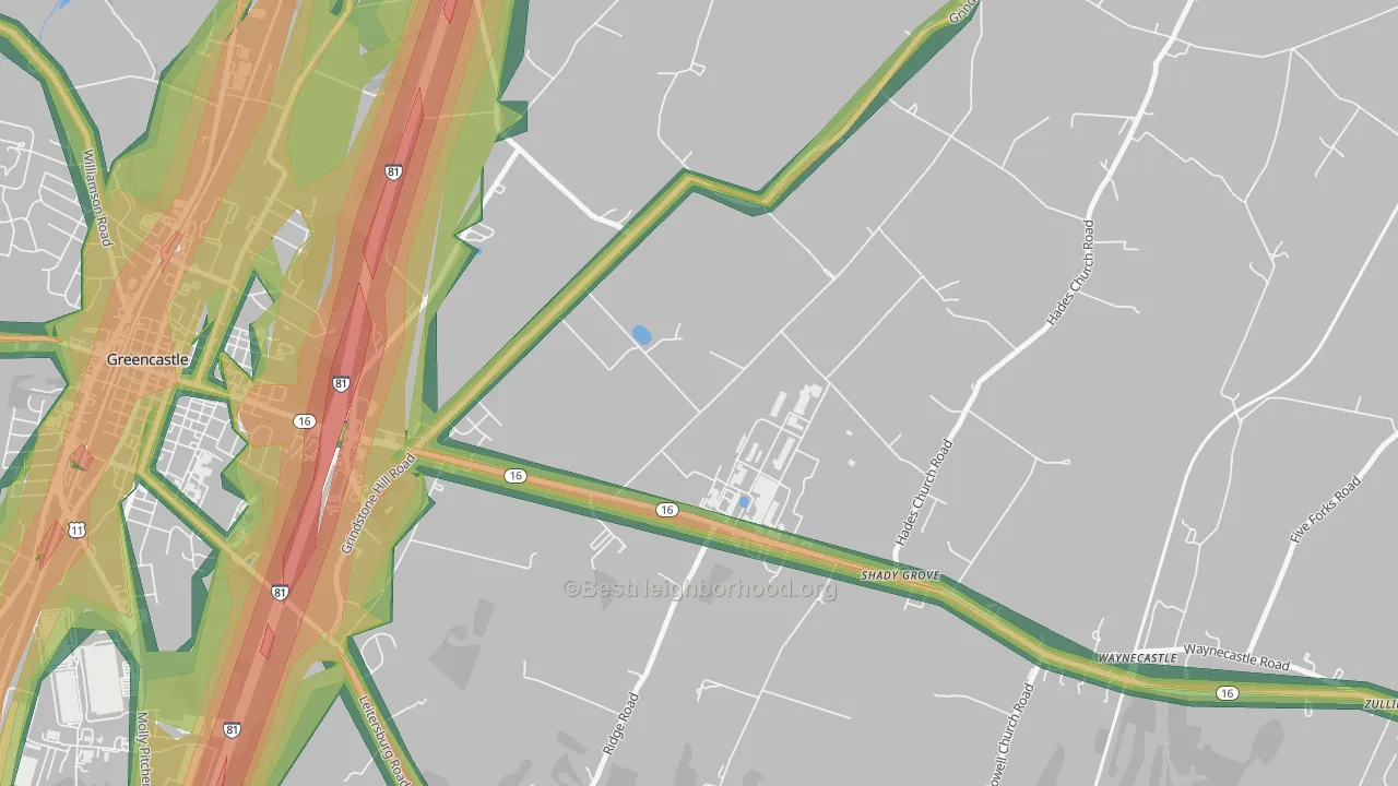 Shady Grove, PA Map of Noise Levels in Shady Grove