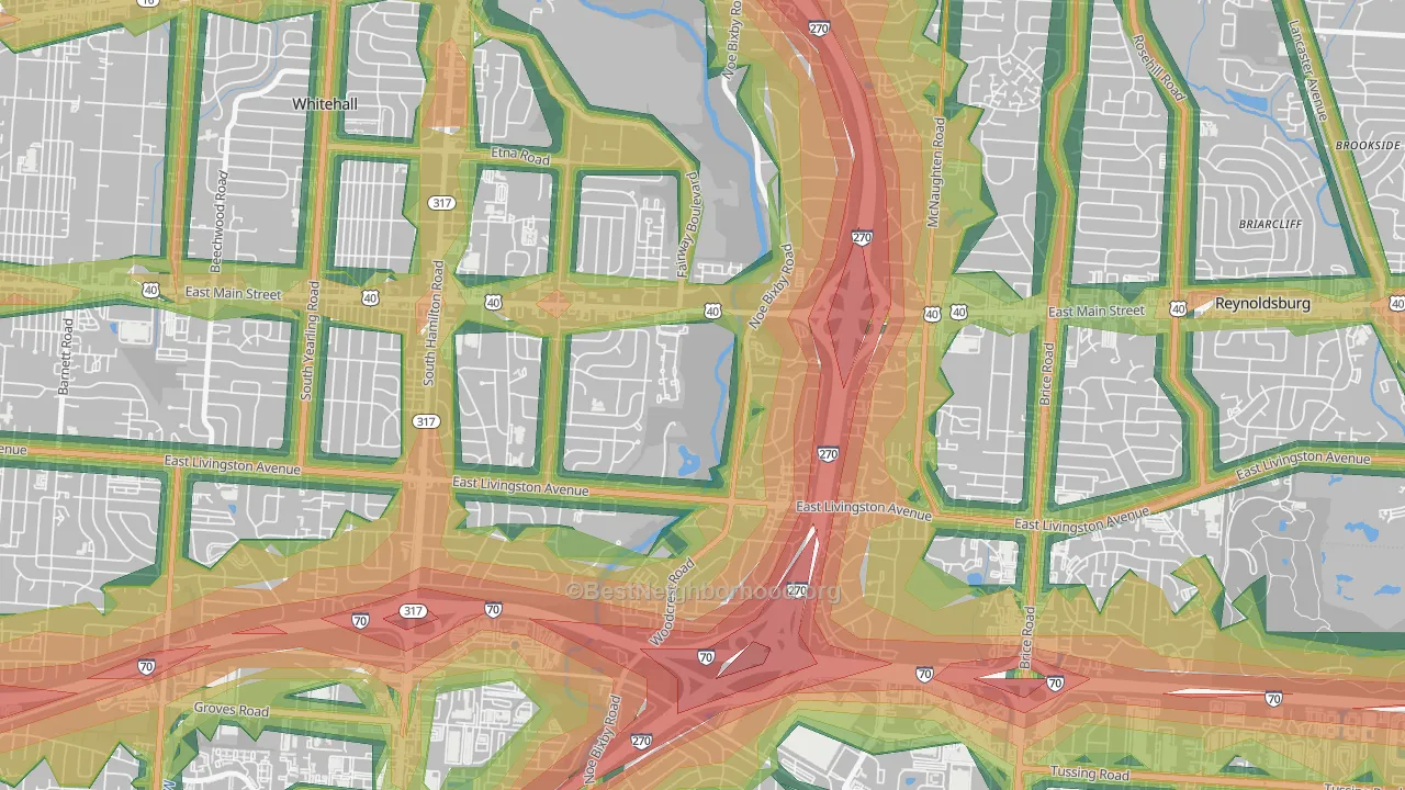 Shady Lane, Columbus, OH Map of Noise Levels in Shady Lane