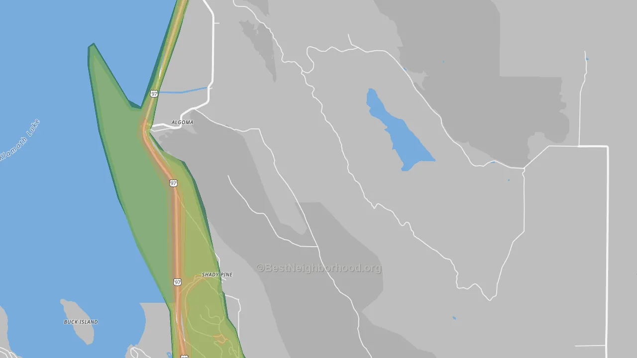 Shady Pine, OR Map of Noise Levels in Shady Pine