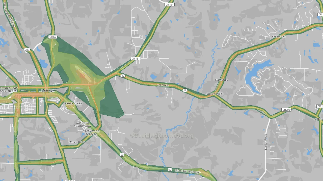 Shady Rest, FL Map of Noise Levels in Shady Rest