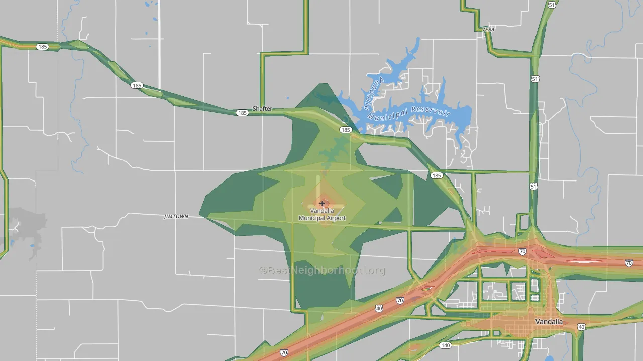 Shafter, IL Map of Noise Levels in Shafter