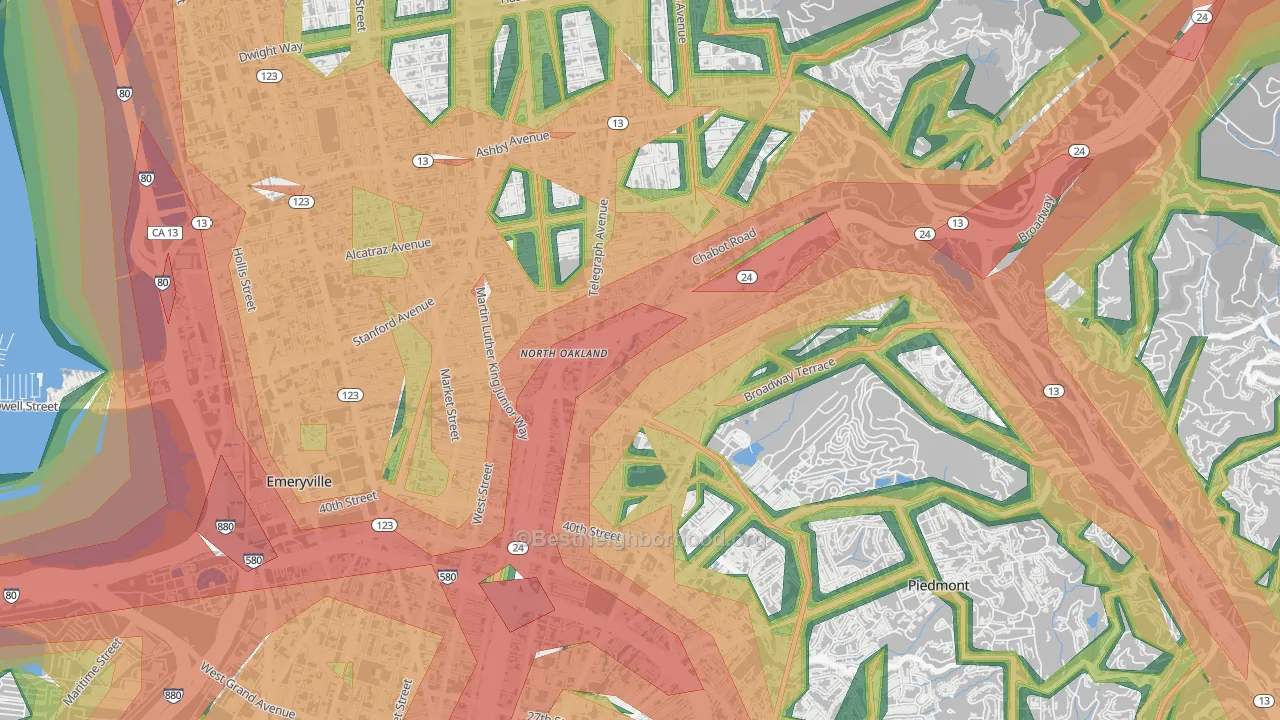 Shafter, Oakland, CA Map of Noise Levels in Shafter