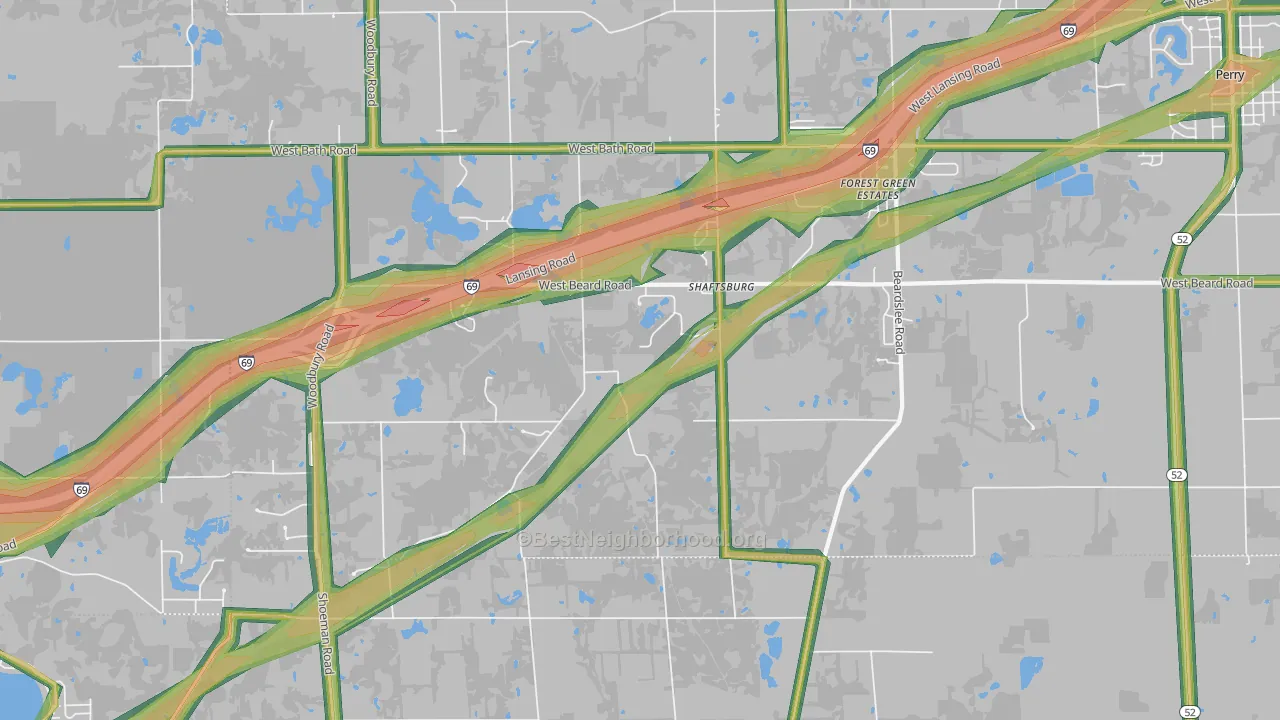 Shaftsburg, MI Map of Noise Levels in Shaftsburg