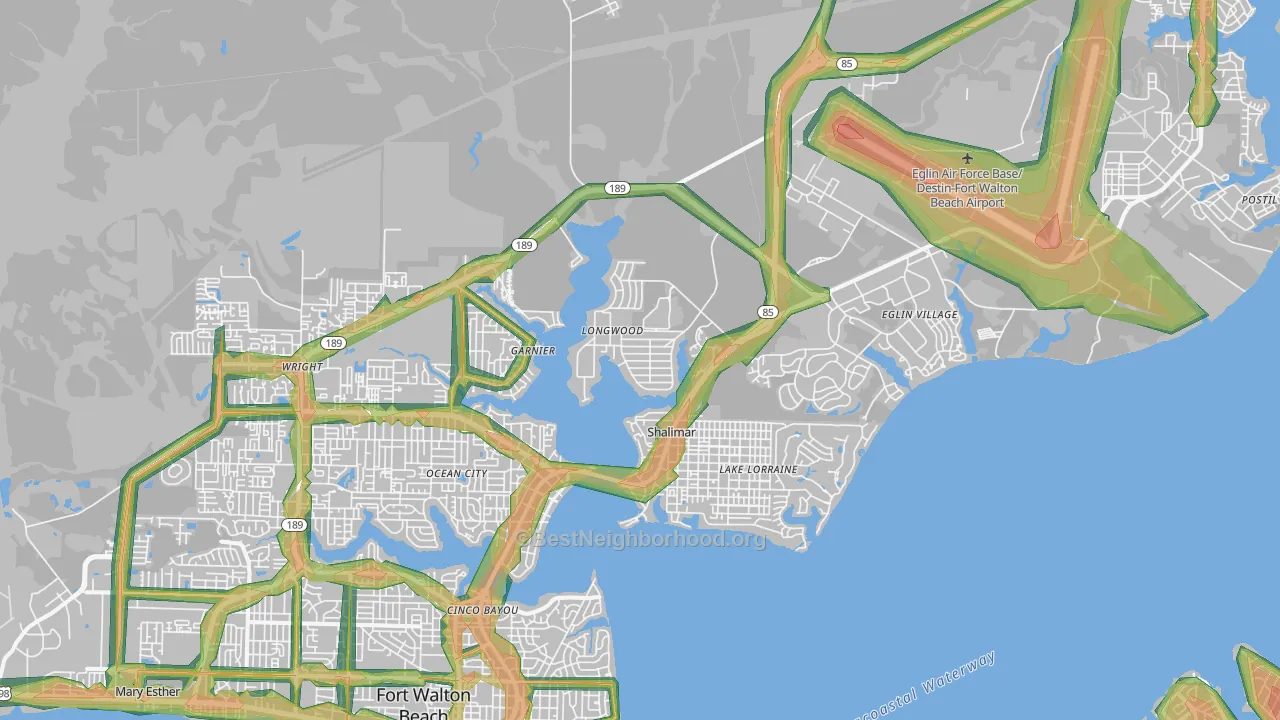 Shalimar, FL Map of Noise Levels in Shalimar