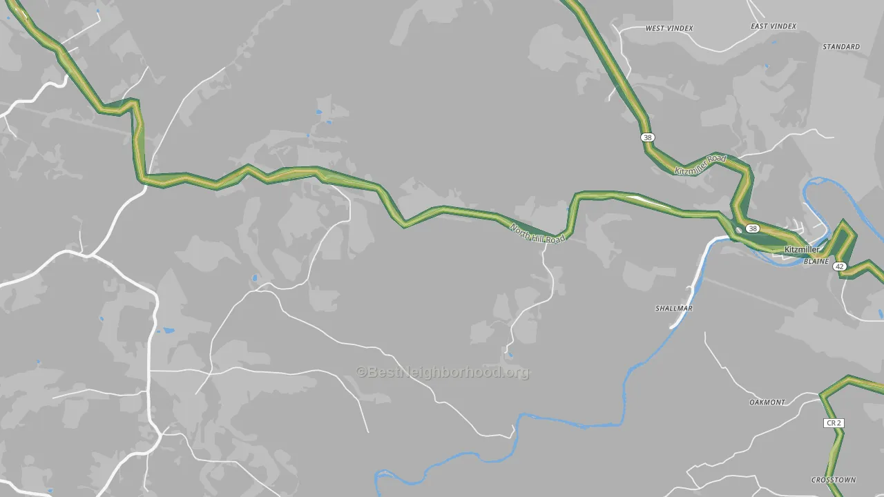 Shallmar, MD Map of Noise Levels in Shallmar
