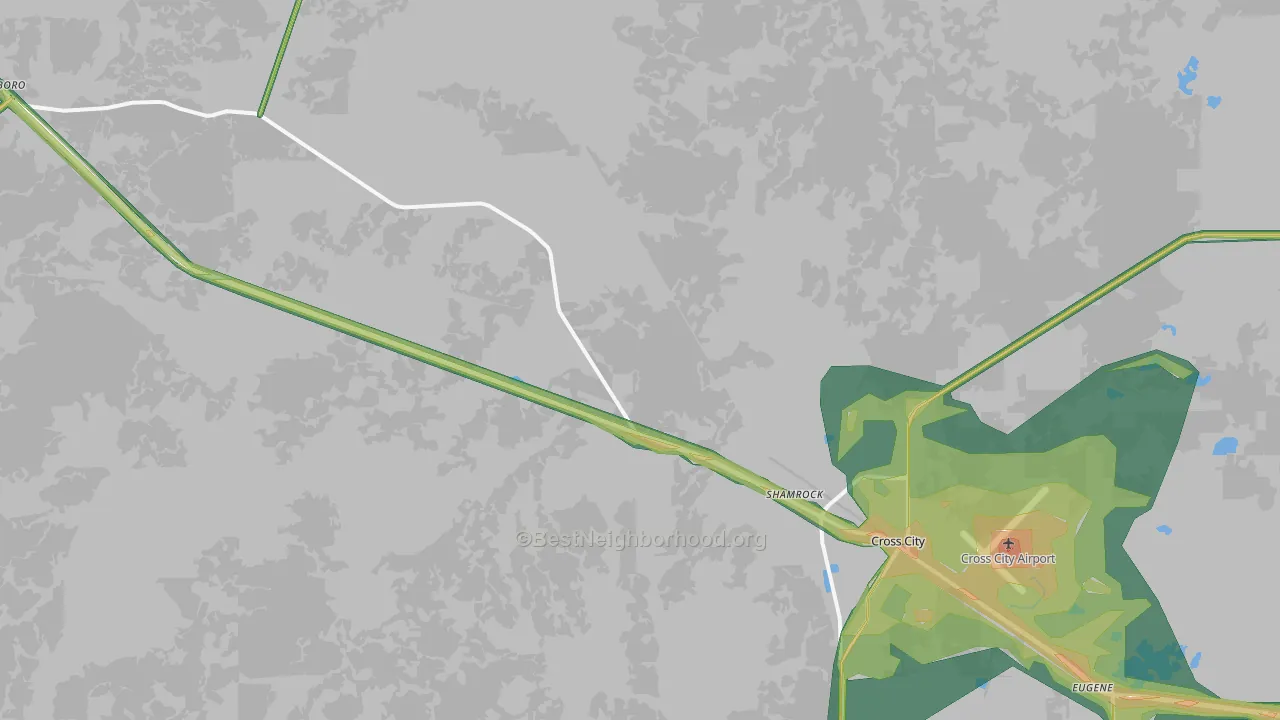 Shamrock, FL Map of Noise Levels in Shamrock