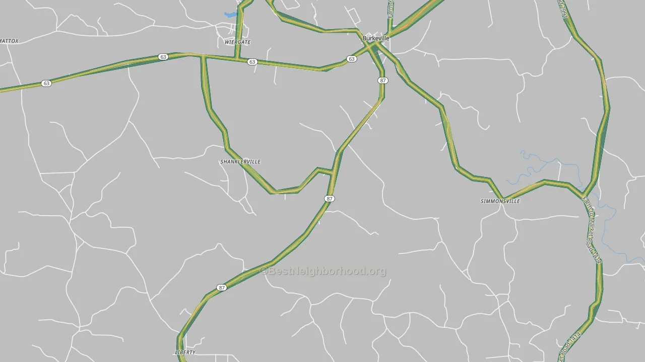 Shanklerville, TX Map of Noise Levels in Shanklerville