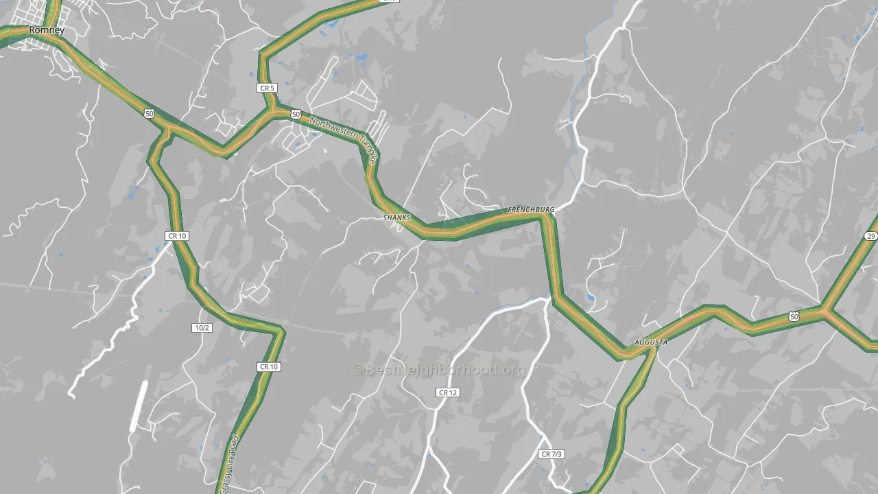 Shanks, WV Map of Noise Levels in Shanks