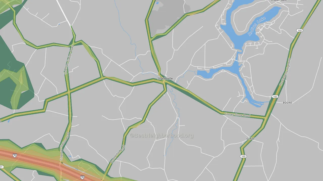 Shanksville, PA Map of Noise Levels in Shanksville