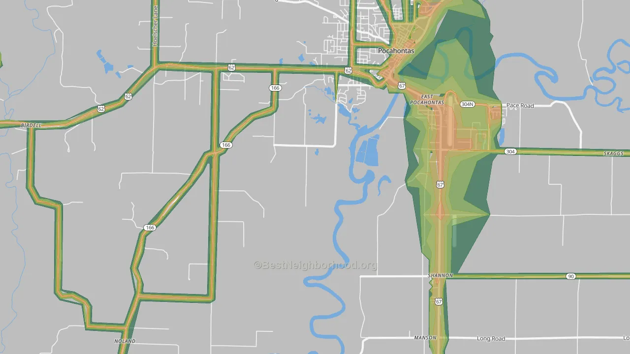 Shannon, AR Map of Noise Levels in Shannon
