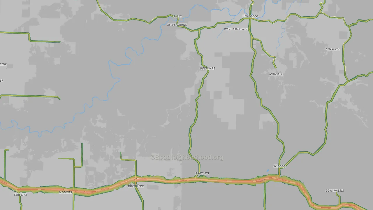Shannon County, MO Map of Noise Levels in Shannon County