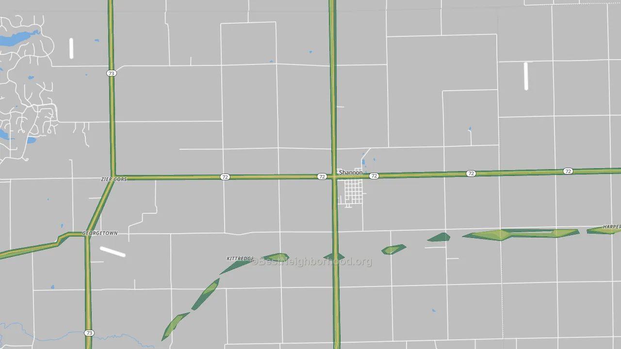Shannon, IL Map of Noise Levels in Shannon
