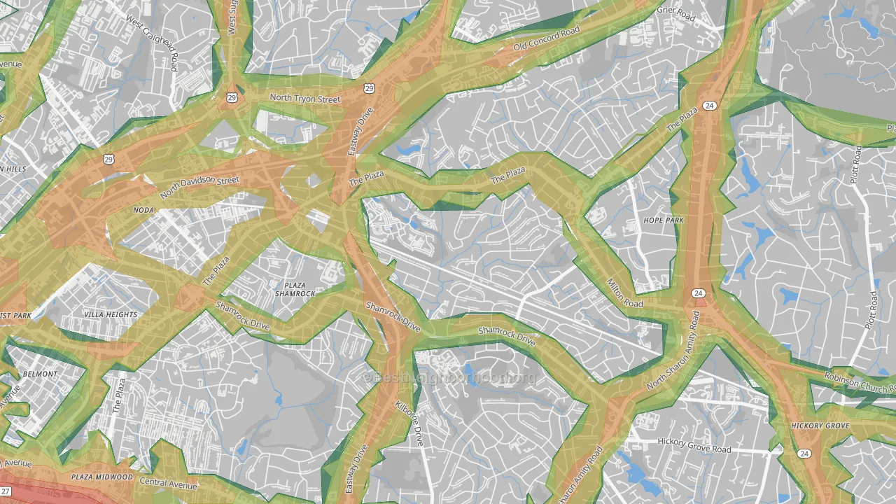 Shannon Park, Charlotte, NC Map of Noise Levels in Shannon Park