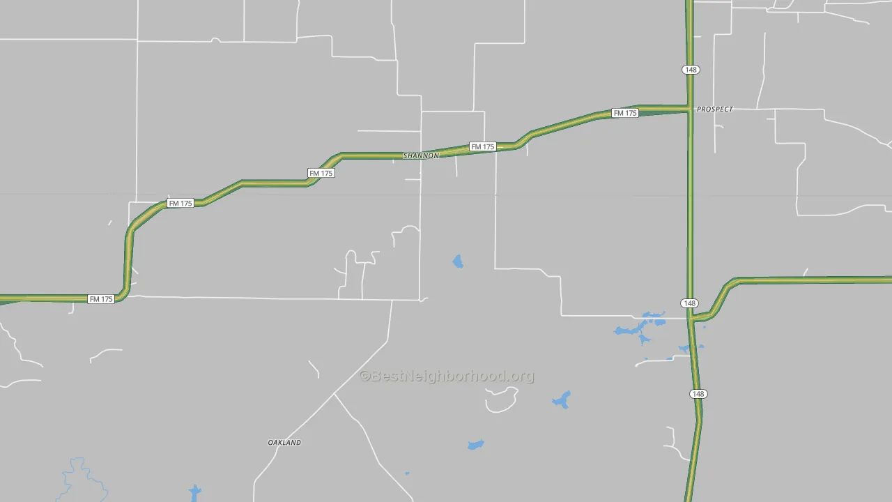 Shannon, TX Map of Noise Levels in Shannon