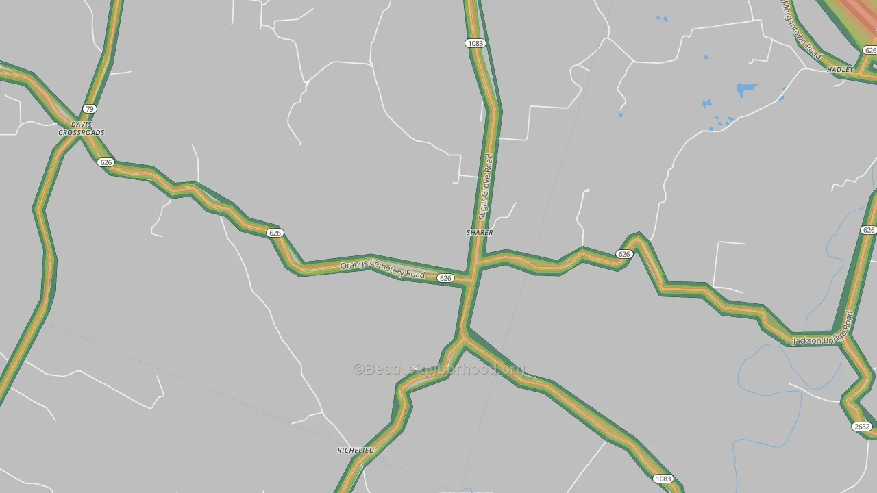 Sharer, KY Map of Noise Levels in Sharer