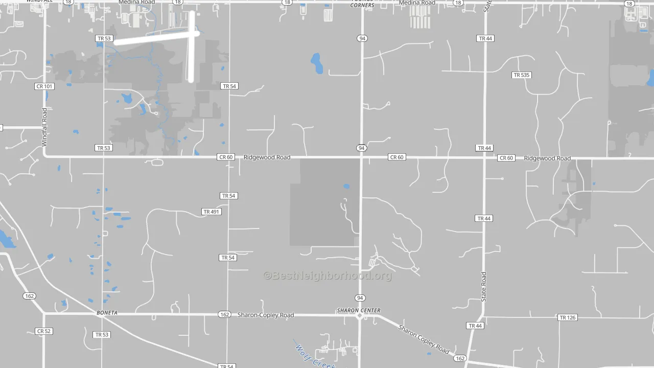 Sharon Center, OH Map of Noise Levels in Sharon Center