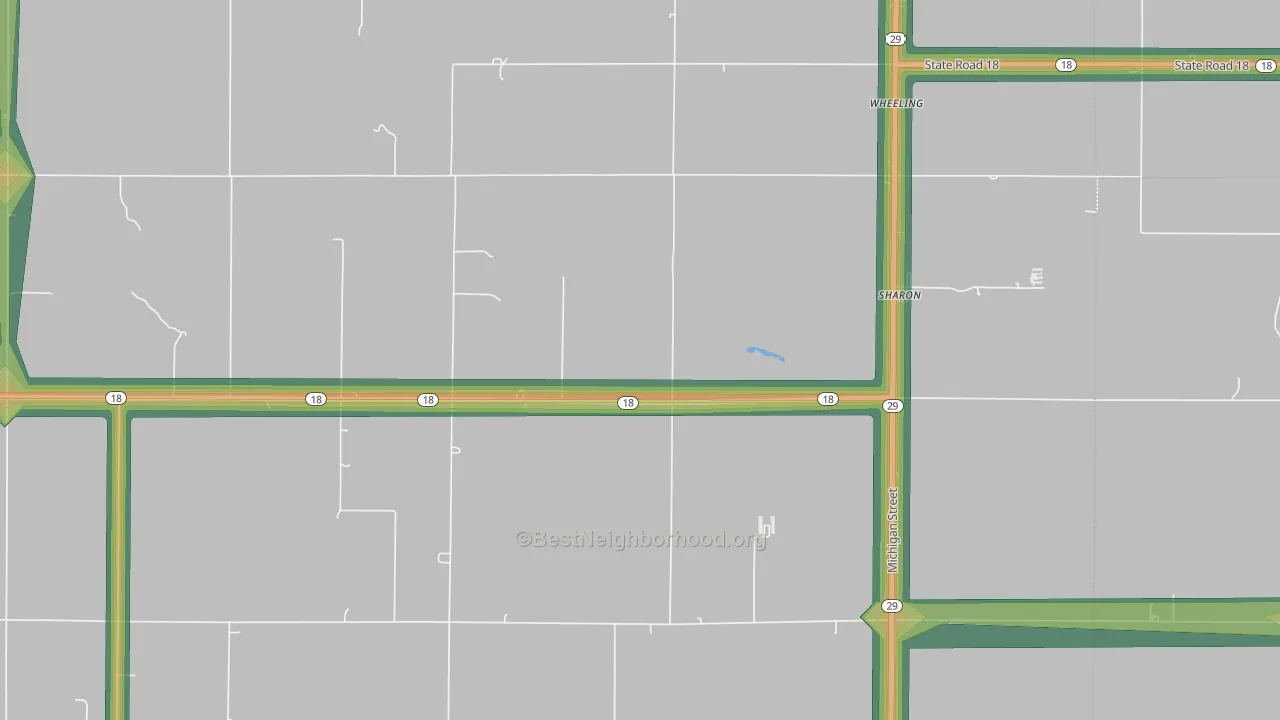 Sharon, IN Map of Noise Levels in Sharon