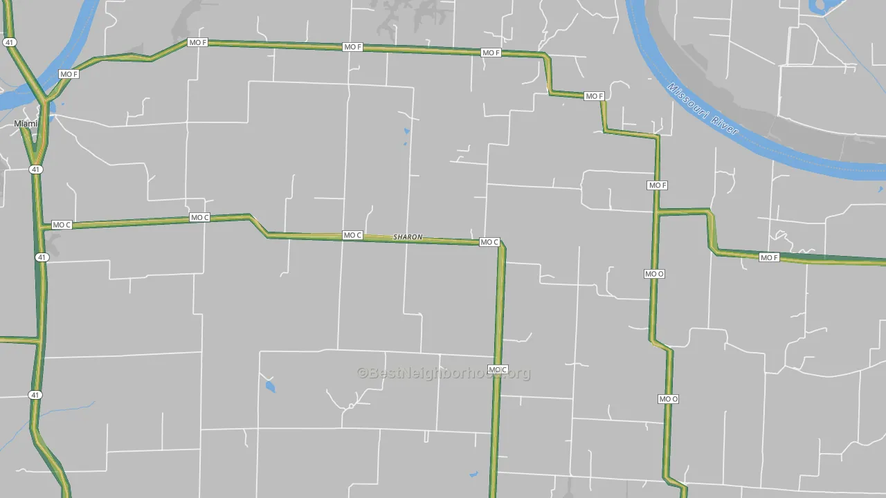 Sharon, MO Map of Noise Levels in Sharon