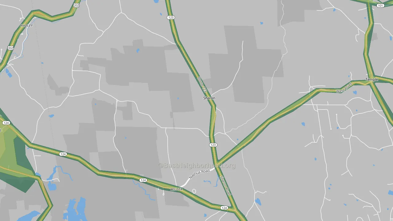 Sharon, NH Map of Noise Levels in Sharon