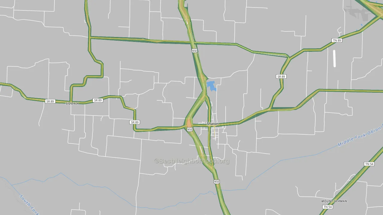 Sharon, TN Map of Noise Levels in Sharon