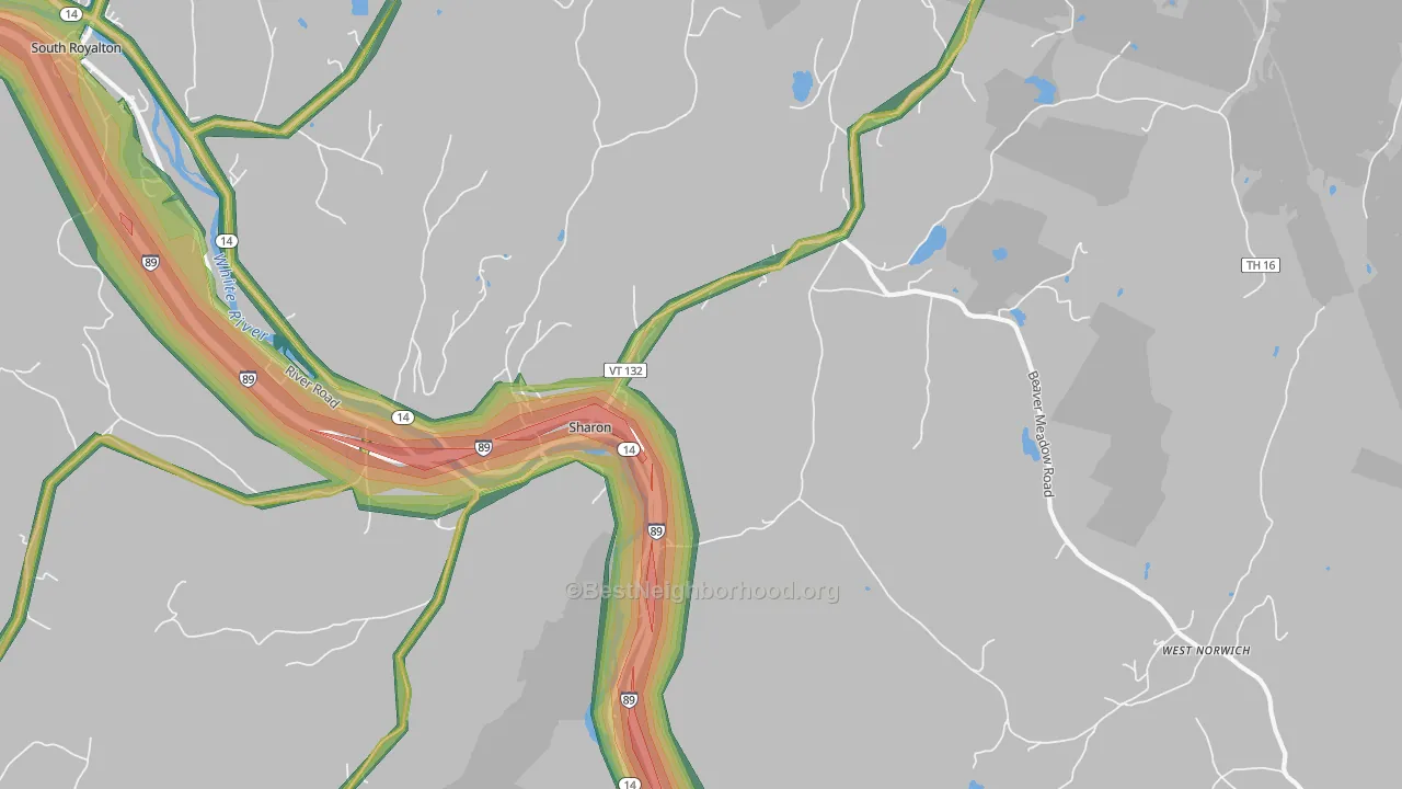 Sharon, VT Map of Noise Levels in Sharon