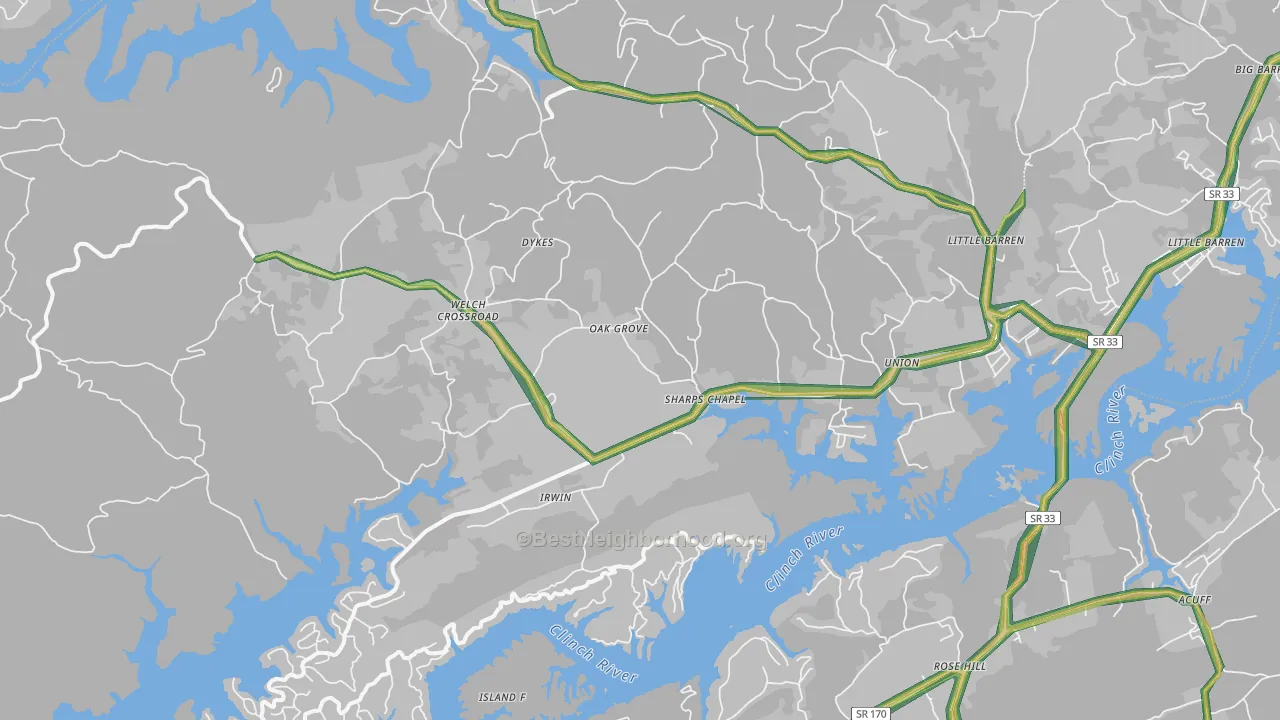 Sharps Chapel, TN Map of Noise Levels in Sharps Chapel