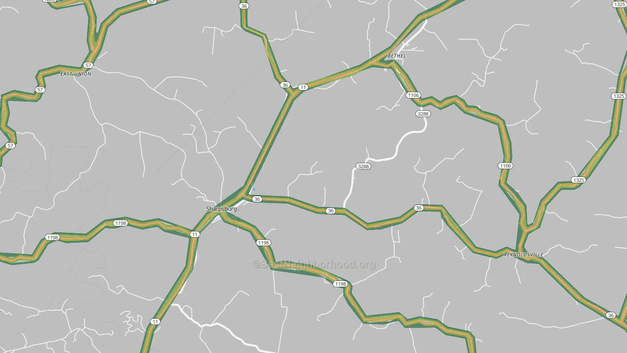 Sharpsburg, KY Map of Noise Levels in Sharpsburg