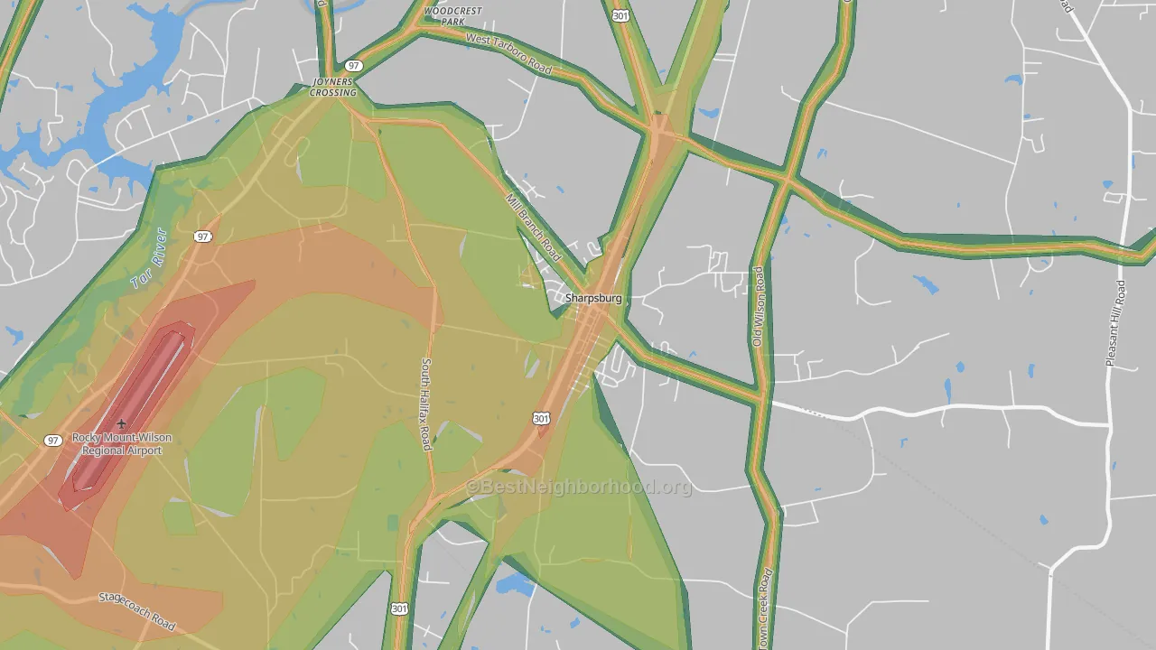 Sharpsburg, NC Map of Noise Levels in Sharpsburg
