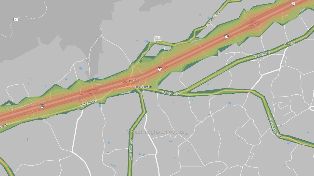 Shartlesville, PA Map of Noise Levels in Shartlesville