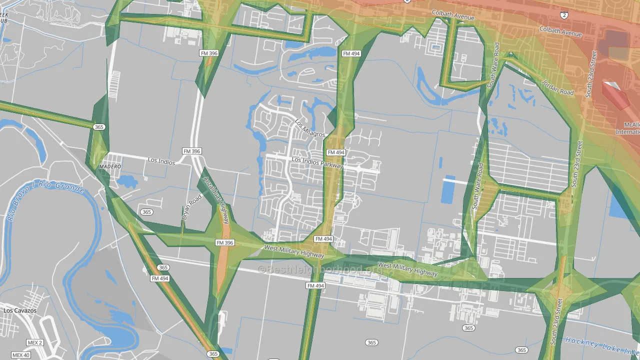 Sharyland Plantation, Mission, TX Map of Noise Levels in Sharyland Plantation