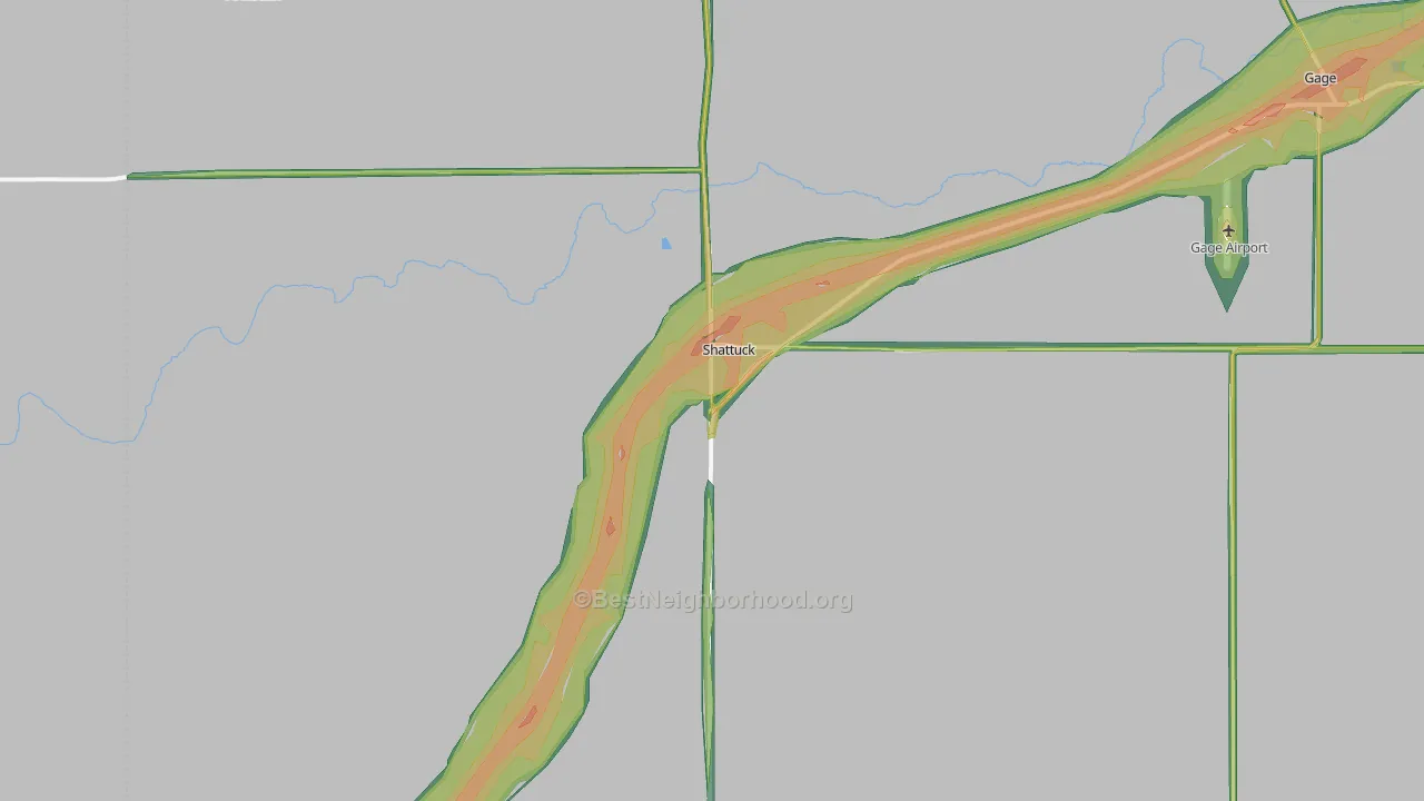 Shattuck, OK Map of Noise Levels in Shattuck