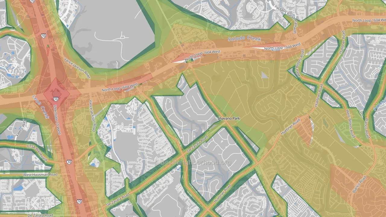 Shavano Park, TX Map of Noise Levels in Shavano Park