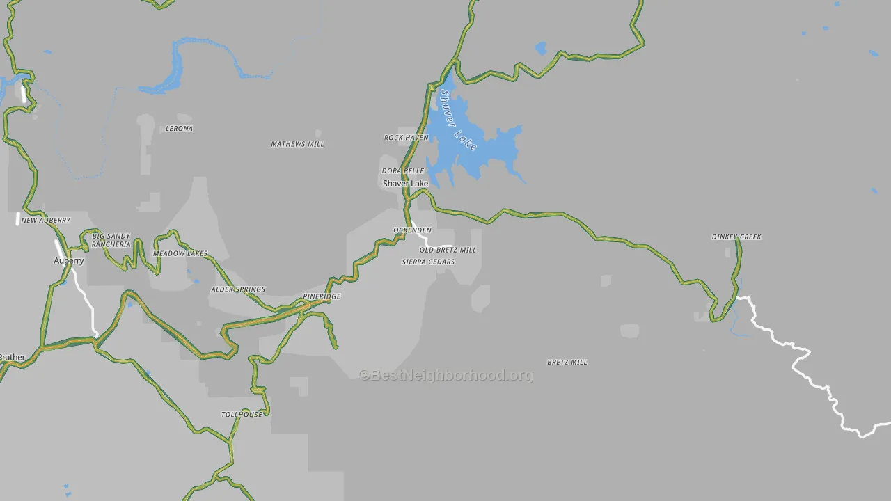 Shaver Lake, CA Map of Noise Levels in Shaver Lake