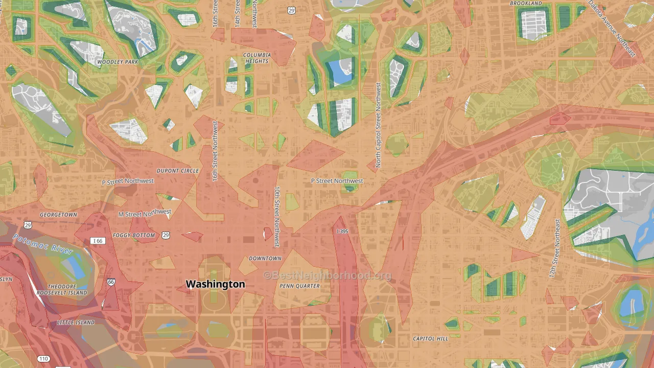 Shaw, Washington, DC Map of Noise Levels in Shaw